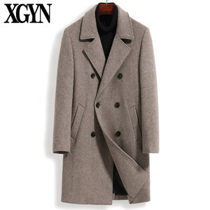 Autumn and winter single -sided cashmere coat men's medium -length warm young people thick windbreaker wool woolen woolen men's coat tide