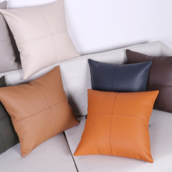 Soft Cowhide Luxury Leather Pillow, Nordic Living Room Cushion, Sofa Faux Leather Cushion, Office Lumbar Support, Car Lumbar Pillow