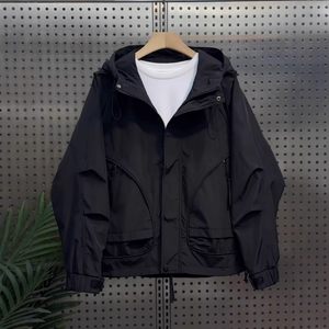 
Autumn trendy brand solid color hooded jacket men's fashion trend coat high-end casual versatile work jacket