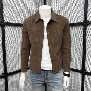 
2025 New Spring and Autumn Jacket Men's Handsome Trendy Brand High-End Lapel Suede Autumn Top Men's Trendy Jacket