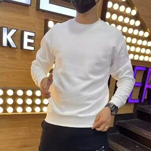
High-end simple solid color sweatshirt for men's autumn new round neck slim long-sleeved T-shirt for men and women versatile base top