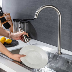 Kitchen Faucet Pull-Out Anti-Splash Single Cold Water Sink Stainless Steel Retractable Rotating Household Use