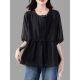 Black short-sleeved shirt for women in 2025 summer new fashion large size loose belly-covering chiffon shirt top
