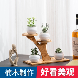 Window Sill Succulent Plant Stand, Bamboo Multi-Layer Indoor Desktop Balcony Decorative Storage Rack Combination, Large Flower Stand, Tree Branch Rack