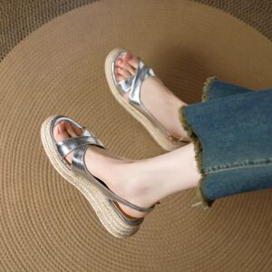 
This year's popular specials are in stock~Sheepskin French thick-soled wedge fashion sandals for women 2025 summer new style