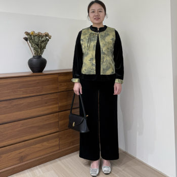 
Mom autumn clothing, Chinese style gold velvet suit, Chinese vest