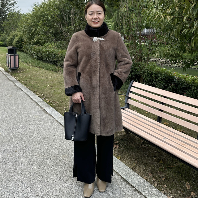Fashionable mother's clothing imitation mink velvet coat middle-aged women's clothing autumn and winter style large size fur one-piece fur coat