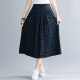 Literary retro printed skirt 2022 spring and autumn jacquard cotton linen pleated A-line skirt elastic waist long skirt for women