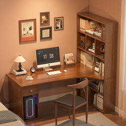 Desk and Bookcase Integrated Table Corner Student Bedroom Home Simple Office Writing Desk Desktop Gaming Computer Desk