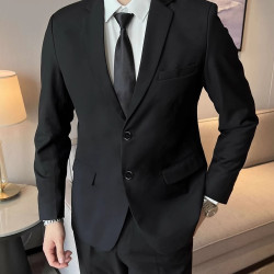 Men's Black Suit Jacket, Full Set of Work Clothes, Suitable for Work, Interviews, High-End Feel, Small Suit, Business Professional Formal Wear, Autumn