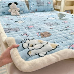 Winter Thickened Milk Velvet Bed Protector Single Piece 2025 New Coral Flannel Bed Cover Quilted Bed Sheet Three-Piece Set