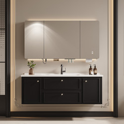 French Retro Style Ceramic Integrated Bathroom Cabinet Set with Washbasin and Vanity Unit