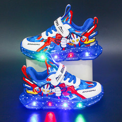 Ultraman Kidsren's Shoes for Boys with Lights, 2026 New Autumn and Winter Mesh Breathable Sports Shoes for Middle and Large Kidsren