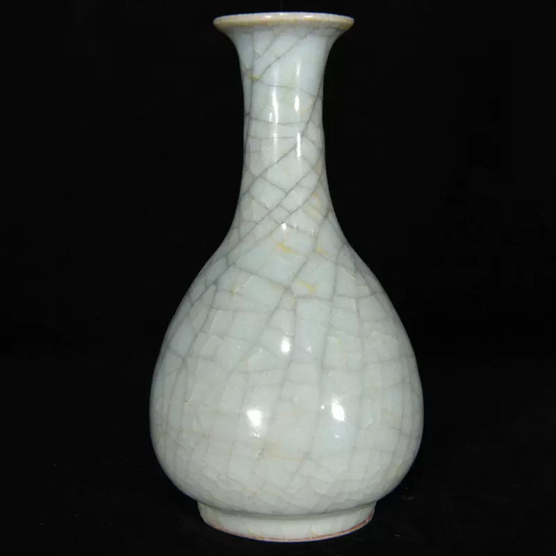 コレクター買取品 中国美術 黄釉牡丹文瓶 乾瓦窯 鶴首花瓶 花器