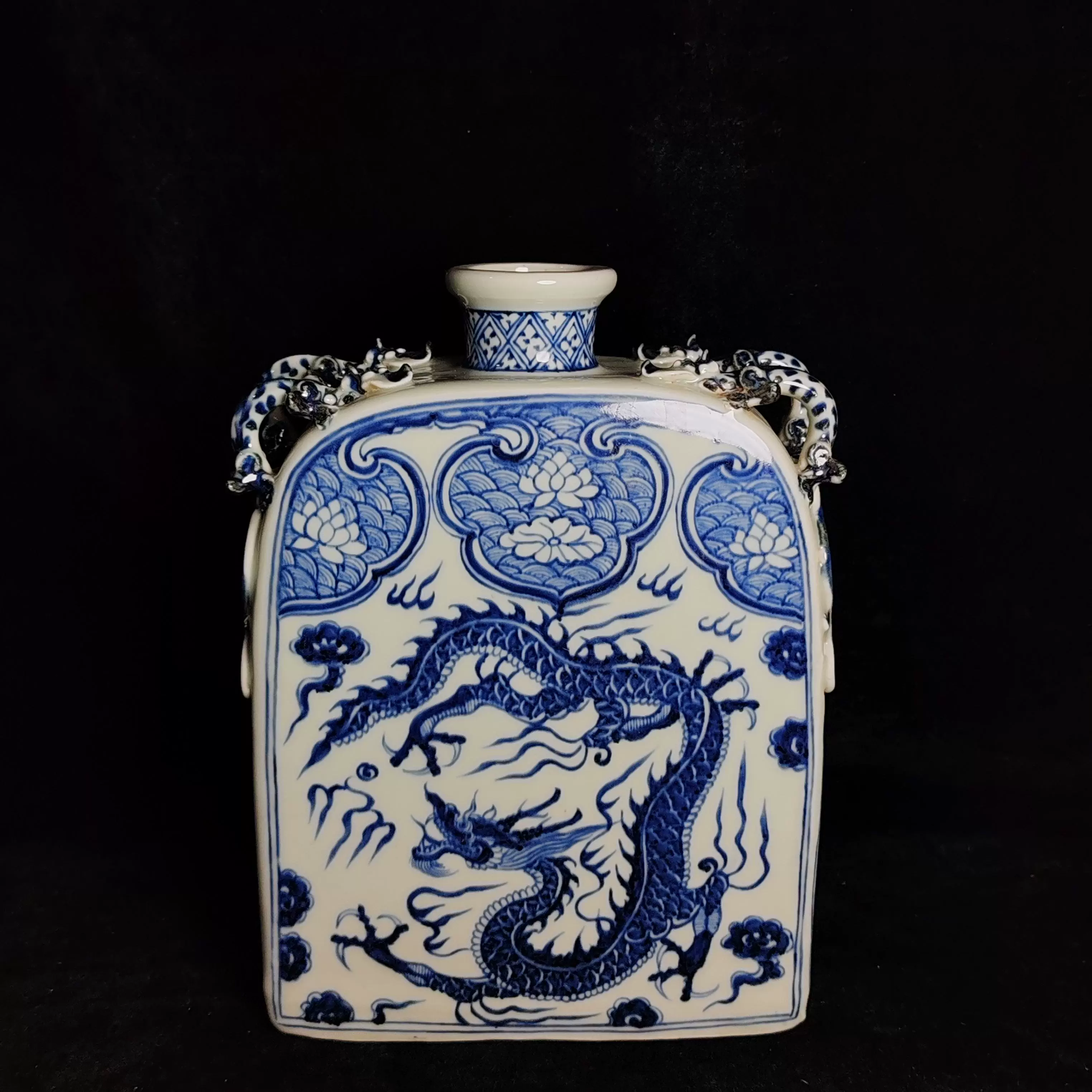 中国古美術 明代 明朝期 古玩 龍紋 青花 花瓶 骨董品 唐物