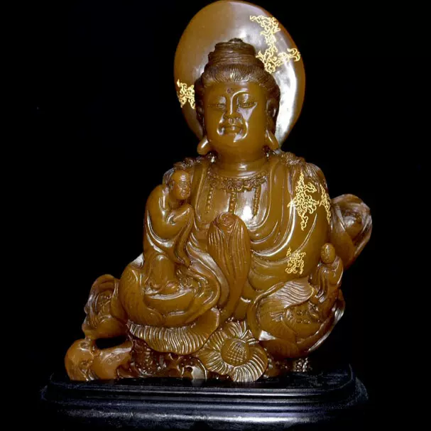 寿山石田黄石摆件原石原色雕刻血丝纹萝卜丝纹篆刻家【石卿】作