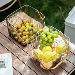 Outdoor Picnic Basket Large Transparent Camping Fruit Basket Portable Multifunctional Desktop Snack and Dried Fruit Storage Basket