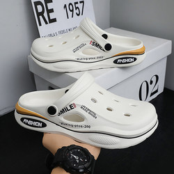 Croc Shoes for Men, Summer Outdoor Wear, Non-Slip, Dual-Purpose, Half-Covered Toe, Youth soft sole Sports Beach Sandals