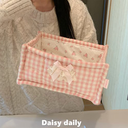 Fabric Desktop Storage Basket Korean Style Bear ins Foldable Storage Box Miscellaneous Items Cosmetics Organizer Box