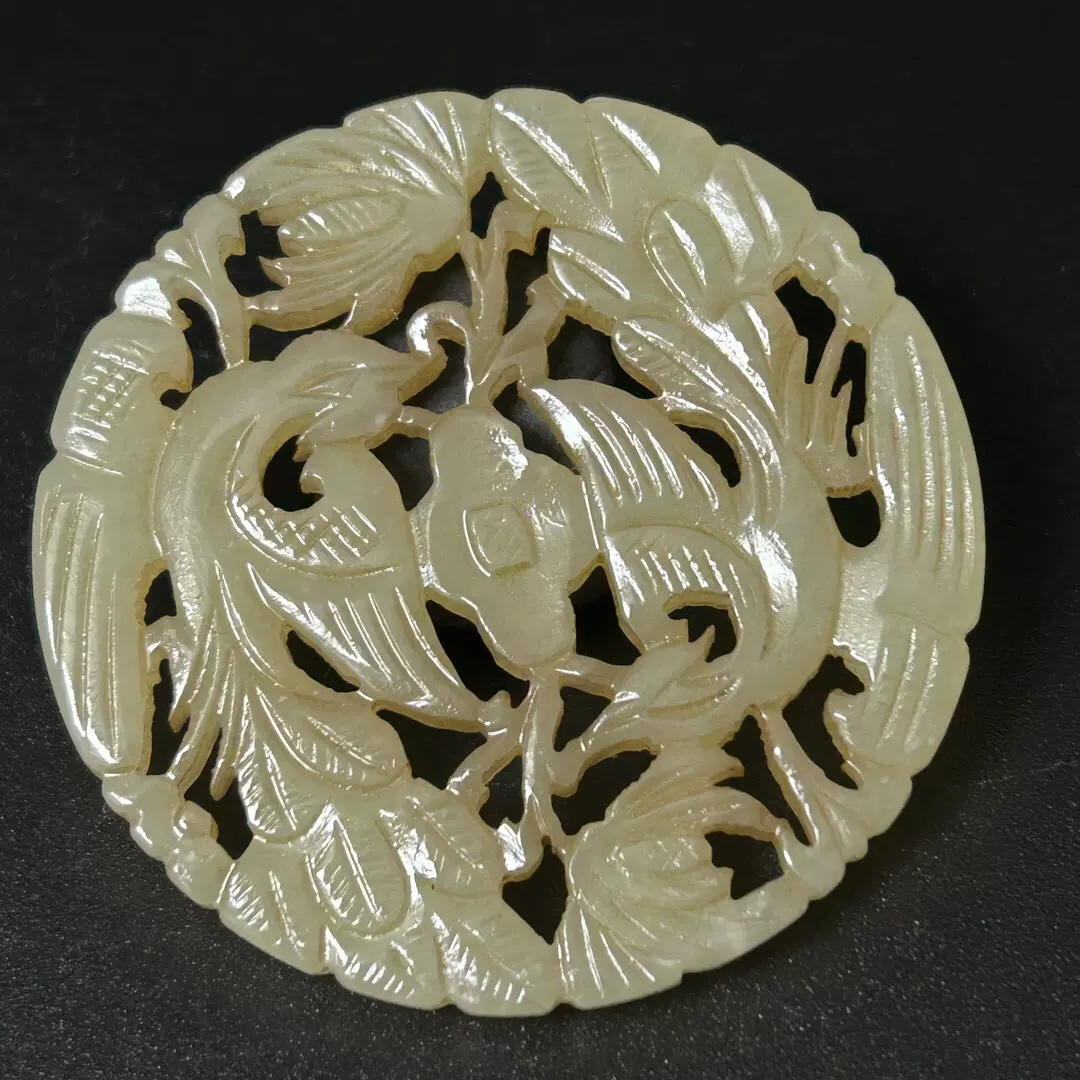 古美術 本物和田玉 青白玉 透彫 唐子紋 玉佩 根付 玉璧 古玉老玉高古玉汉代和田青白玉镂空雕花开富贵玉佩吊坠挂件老玉器