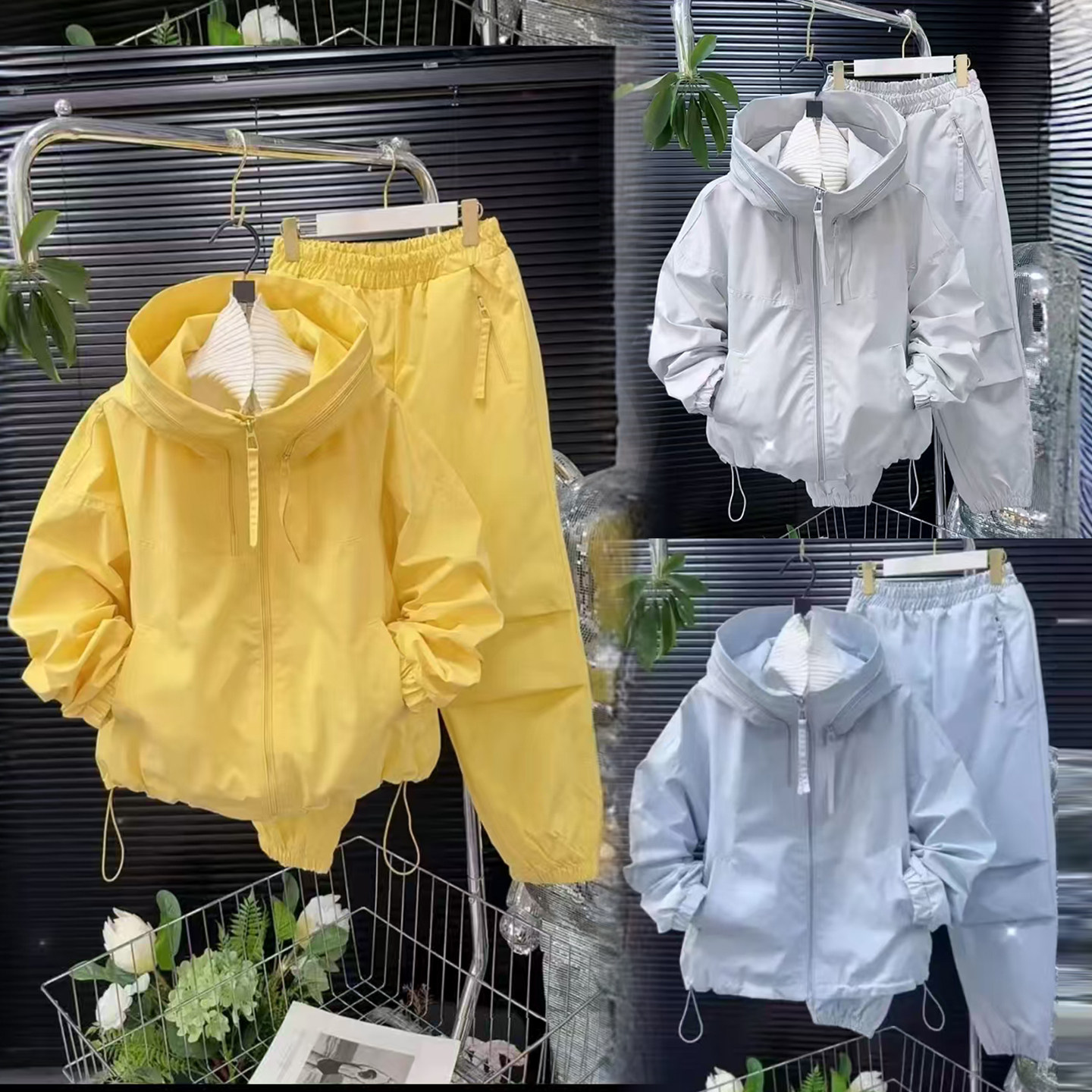 Супер популярный уличный повседневный костюм для женщин — весенний новый свободный пиджак с капюшоном ярких цветов, куртка, леггинсы