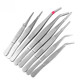 Stainless steel tweezers, thickened round head, toothed dressing tweezers, straight head, elbow clamping tool, gardening landscaping clip