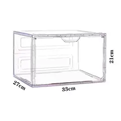 Hộp giày mở ngang, hộp nhựa acrylic trong suốt, hộp bảo quản dày, tủ giày chống bụi và chống oxy hóa xếp chồng từ tính