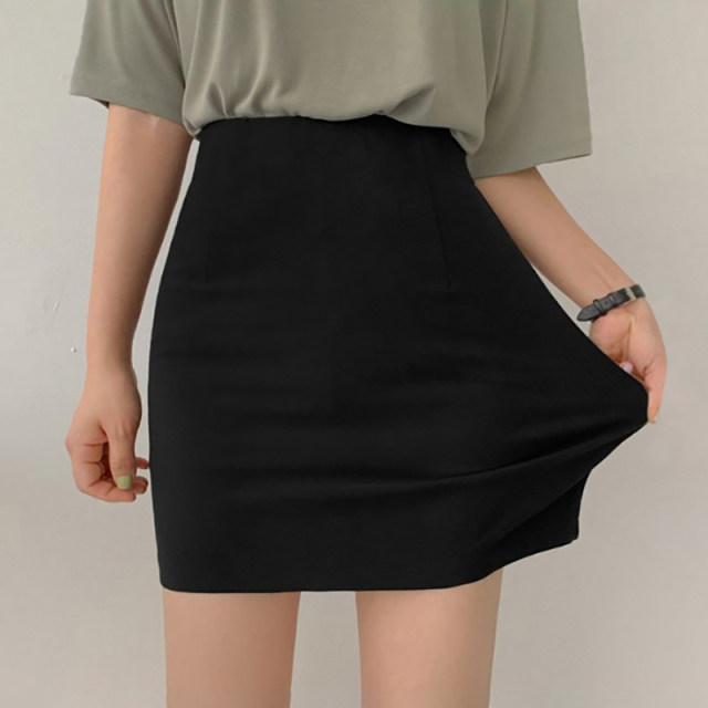 Black high waist skirt for women summer 2024 new ol professional style elastic hip skirt tight sexy one step short skirt