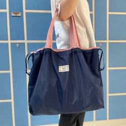 Supermarket Solid Color Large-Capacity Eco-Friendly Shopping Bag, Portable Storage Shoulder Bag, Foldable Drawstring Travel Bag