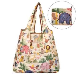Cartoon Animal Foldable Eco-Friendly Shopping Bag, Ultra-Light Travel Shoulder Bag, Casual and Convenient Shopping Bag for Girls