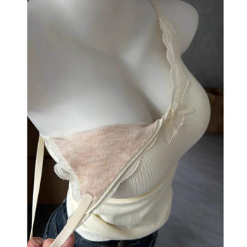 
Women's lace suspender thermal vest with chest pad