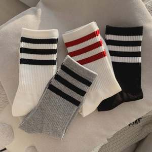 Three-bar sports socks couples can wear Korean style trendy mid-long tube socks striped Korean style ins
