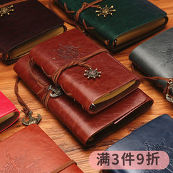 European-Style Retro Imitation Leather Travel Journal with Strap, Loose-Leaf Kraft Paper, Nostalgic Pen Diary, Large, Medium, Small Sizes