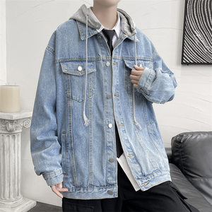 New spring and autumn hooded jacket for men Korean loose jacket for men Hong Kong style versatile handsome denim jacket