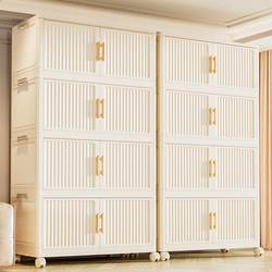 Storage Cabinet with Double Doors, No Installation Required, Multi-Layer Clothing, Snacks, and Books Organizer, Foldable Home Living Room Storage Box