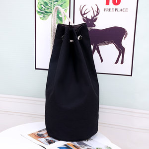 
New solid color canvas basketball bag bucket backpack men and women training bag drawstring tie shoulder sports bag large capacity