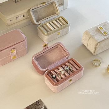 Rings are no longer littered ~i velvet jewelry storage box desktop makeup desktop ring and earring storage box portable