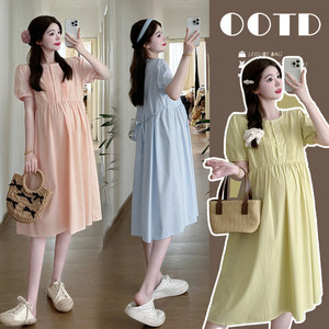 
Maternity dress, summer style, fashionable and age-reducing maternity dress, suitable for breastfeeding, short-sleeved summer skirt for women