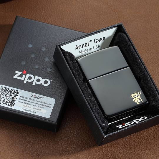 Zippo ブラックデビル チタンライター - 本物のケロシン 風防
