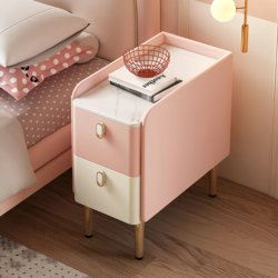 Children's Bedside Table, All Solid Wood, Pink, Cute Cartoon, for Girls and Boys, Princess Room, Special Slate Cabinet for Daughter's Room