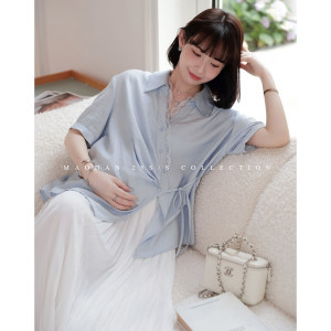 
Maodan [Southern France Lakeside] Maternity Clothes Spring and Summer New Arrival Breastfeeding Sunscreen Long-Sleeved Shirt Suit Optional Short Sleeve