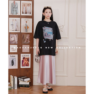 
Mao Dan [Rum Sunset] [Cotton] Maternity Clothes Summer New New Chinese Satin Skirt Pure Cotton Short Sleeves