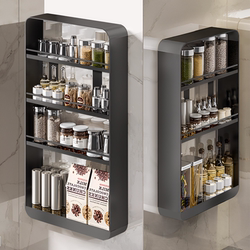 No-Drill Kitchen Wall-Mounted Storage Rack, Multi-Layer Multi-Functional Wall Spice Rack, Household Items Storage Hanging Rack