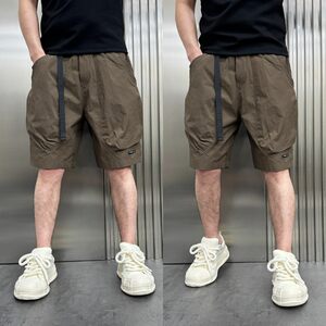 2025 summer new style work shorts men's trendy brand versatile large pocket loose five-point pants youth breathable beach pants