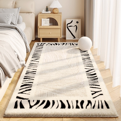 Light Luxury Cream-Style Bedroom Carpet, Master Bedroom High-End Bedside Rug, Guesthouse Floor Mat, Bedside Foot Mat, Machine Washable