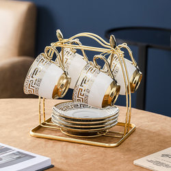 European-Style Ceramic Coffee Cup Set, Small Luxury Household Pastoral Style Simple Cup, Light Luxury British Afternoon Tea Cup