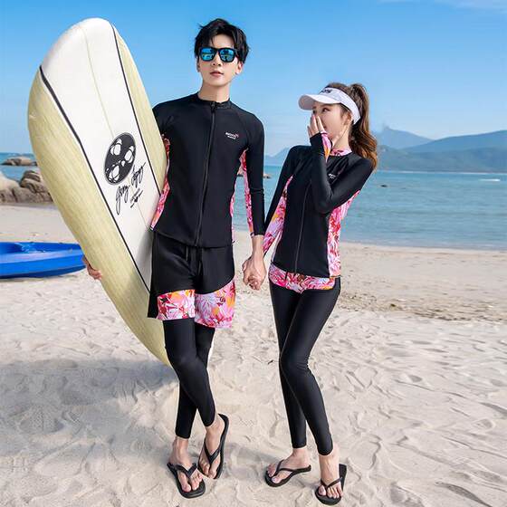 
Wholesale large-size couple diving suit 2022 new long-sleeved trousers quick-dry jellyfish suit snorkeling surfing swimsuit set