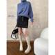 Sinan American street-style fashionable flip double pocket design high waist A-line woolen skirt SN65 new product

