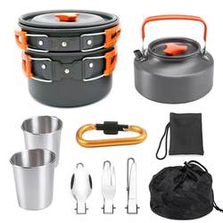 Set of outdoor teapot hot selling pot combination portable aluminum alloy cookware set camping pot factory direct sale