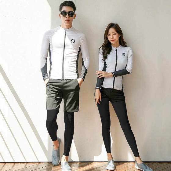 
Couple diving suits for women split long sleeves swimsuits and trousers sun protection slimming swimming suits snorkeling suits jellyfish suits men